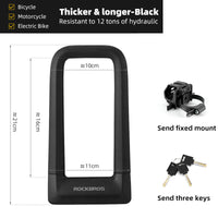 ROCKBROS Motorcycle Bicycle U-Lock Anti-Theft Thickened MTB Bike Lock Alloy Steel 3 Keys