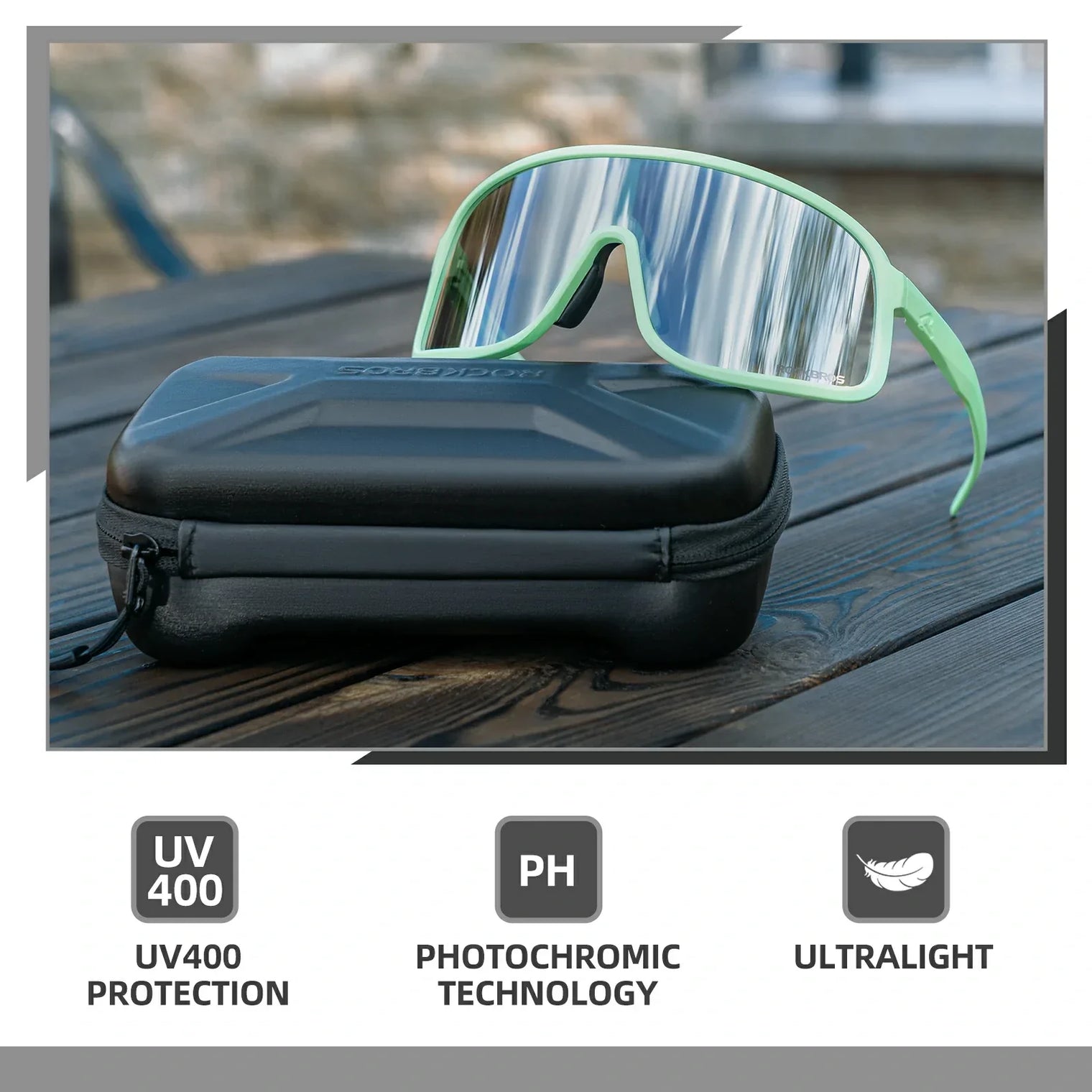 ROCKBROS Cycling Sunglasses Photochromic Polarized Sports Glasses UV400 Unisex