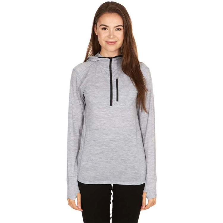 Micro Weight - Women's Wool 1/4 Zip Sun Hoodie Woolverino