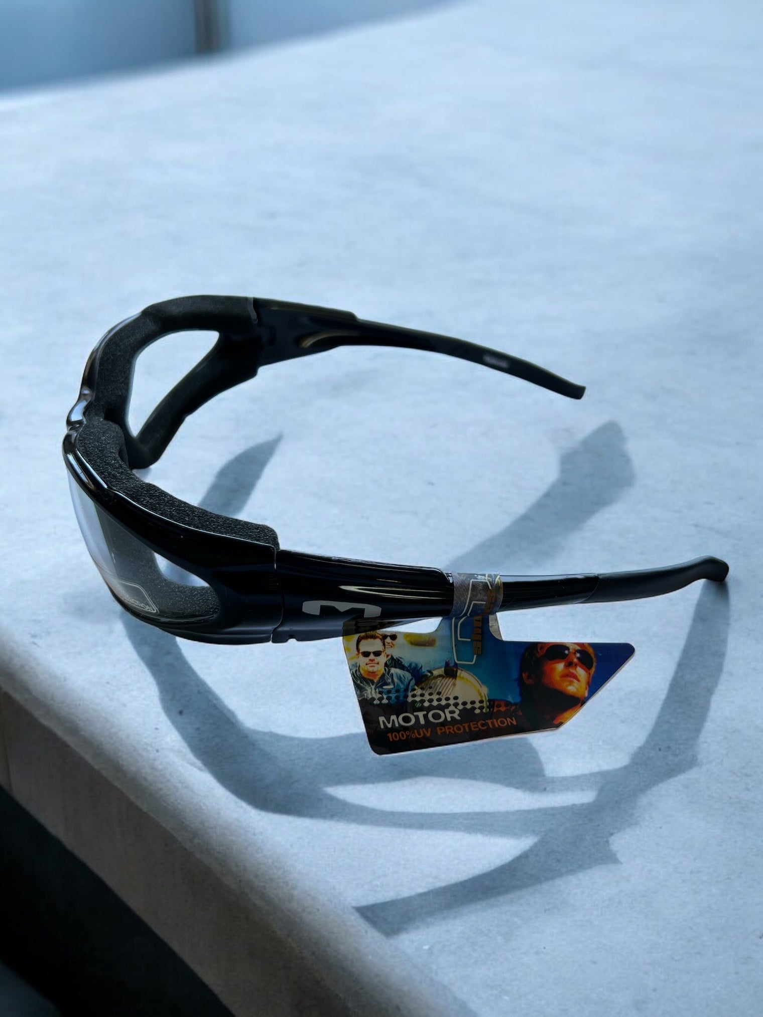 Mountain Shades Nytron Sunglasses, Shiny Black with Clear Lenses