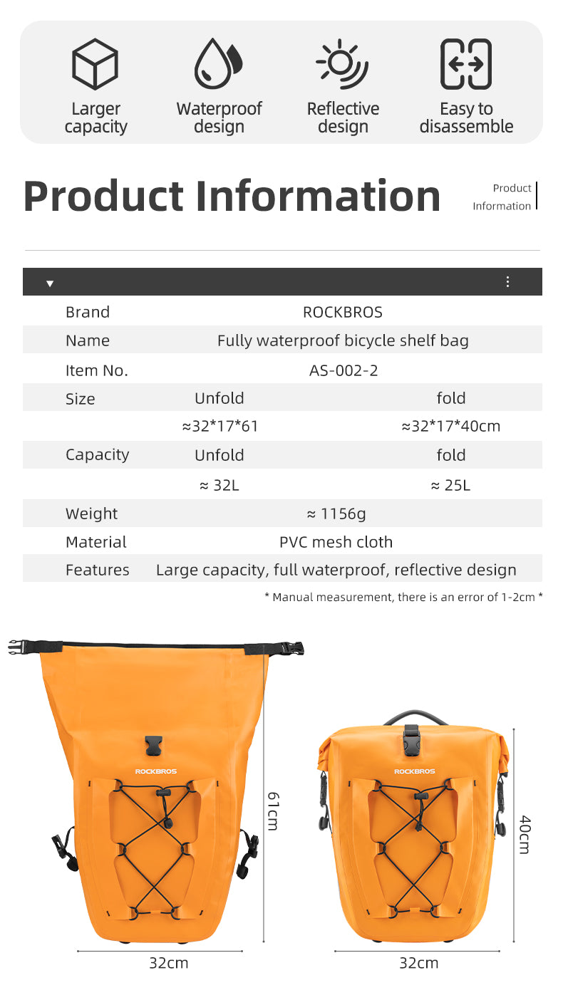Deluxe Large Capacity Bicycle Saddlebag in Various Colours