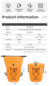 Deluxe Large Capacity Bicycle Saddlebag in Various Colours