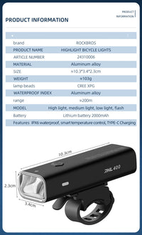 ROCKBROS Bike Front Headlight RHL400/600