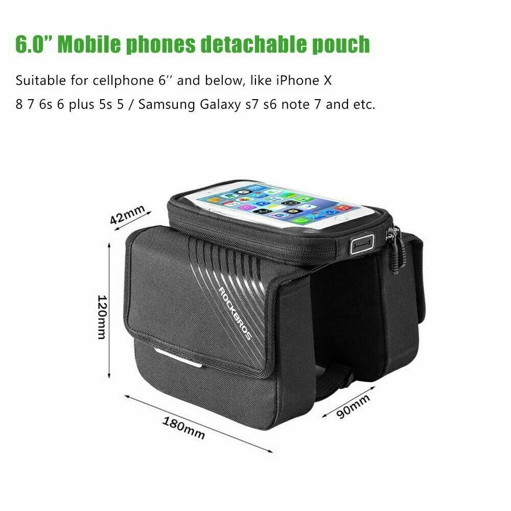 ROCKBROS 6.0" Bike Phone Holder Bag - Durable, Touchscreen, Large Capacity