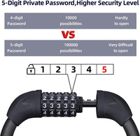 ROCKBROS Bike Lock 5 Digit Combination Bike Cable Lock Lightweight & Small Mountain Bike Lock