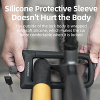 ROCKBROS Motorcycle Bicycle U-Lock Anti-Theft Thickened MTB Bike Lock Alloy Steel 3 Keys