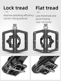 Multi-Function Clipless Flat Bike Pedals in Black (Pair)