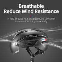 ROCKBROS Ultralight Magnetic Goggles Rear Light Cycling Helmet