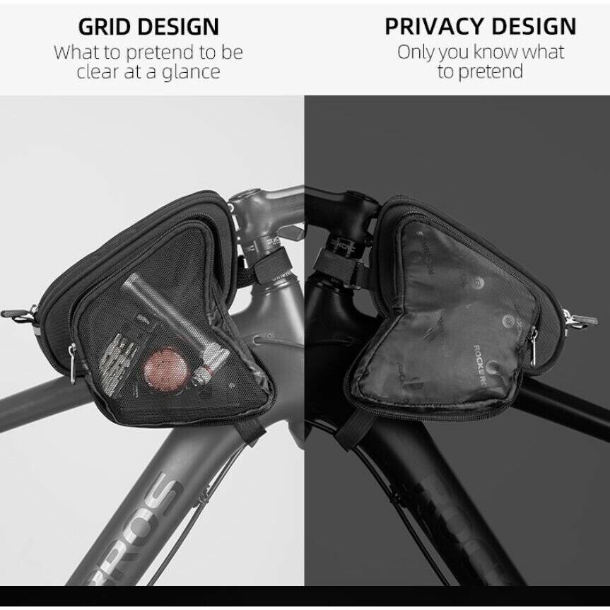 ROCKBROS Cycling Bike Top Front Tube Bag Waterproof Big Capacity Cycling Frame Bag Black