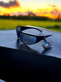 Mountain Shades Ergonomic Wrap Wind Sport Sunglasses - Boss Hog (Smoke Mirror)