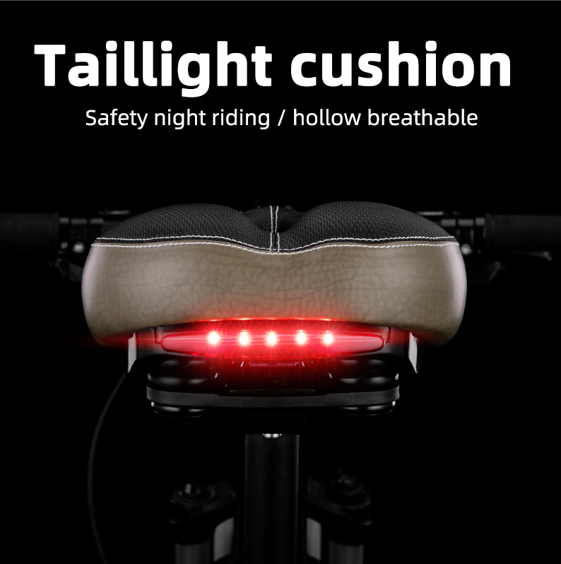 ROCKBROS Bicycle Saddle Seat Cushion with Taillight Breathable Softlou