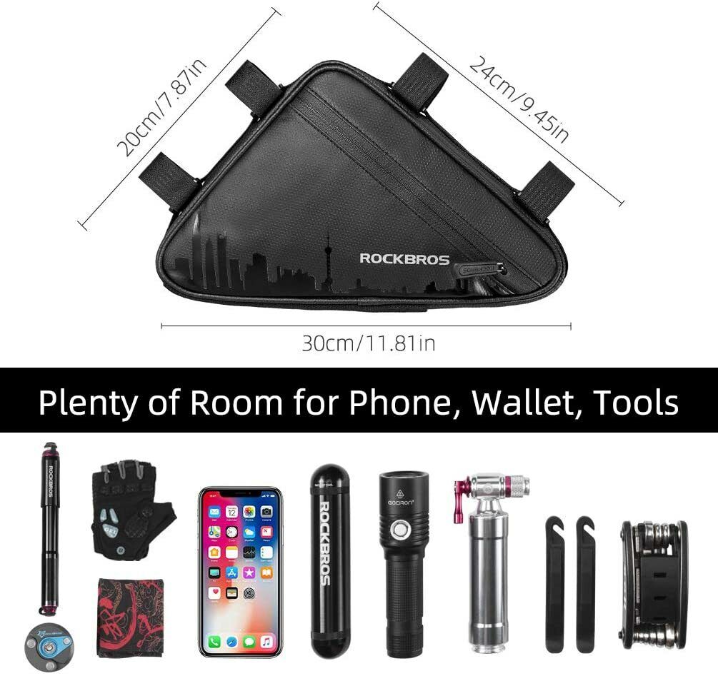 ROCKBROS Bike Triangle Frame Bag Bike Storage Triangle Bag Two Side Pockets 1.5L