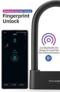 ROCKBROS Bike Lock Smart Fingerprint Key MTB Motor Key USB Repetitive Power Portable