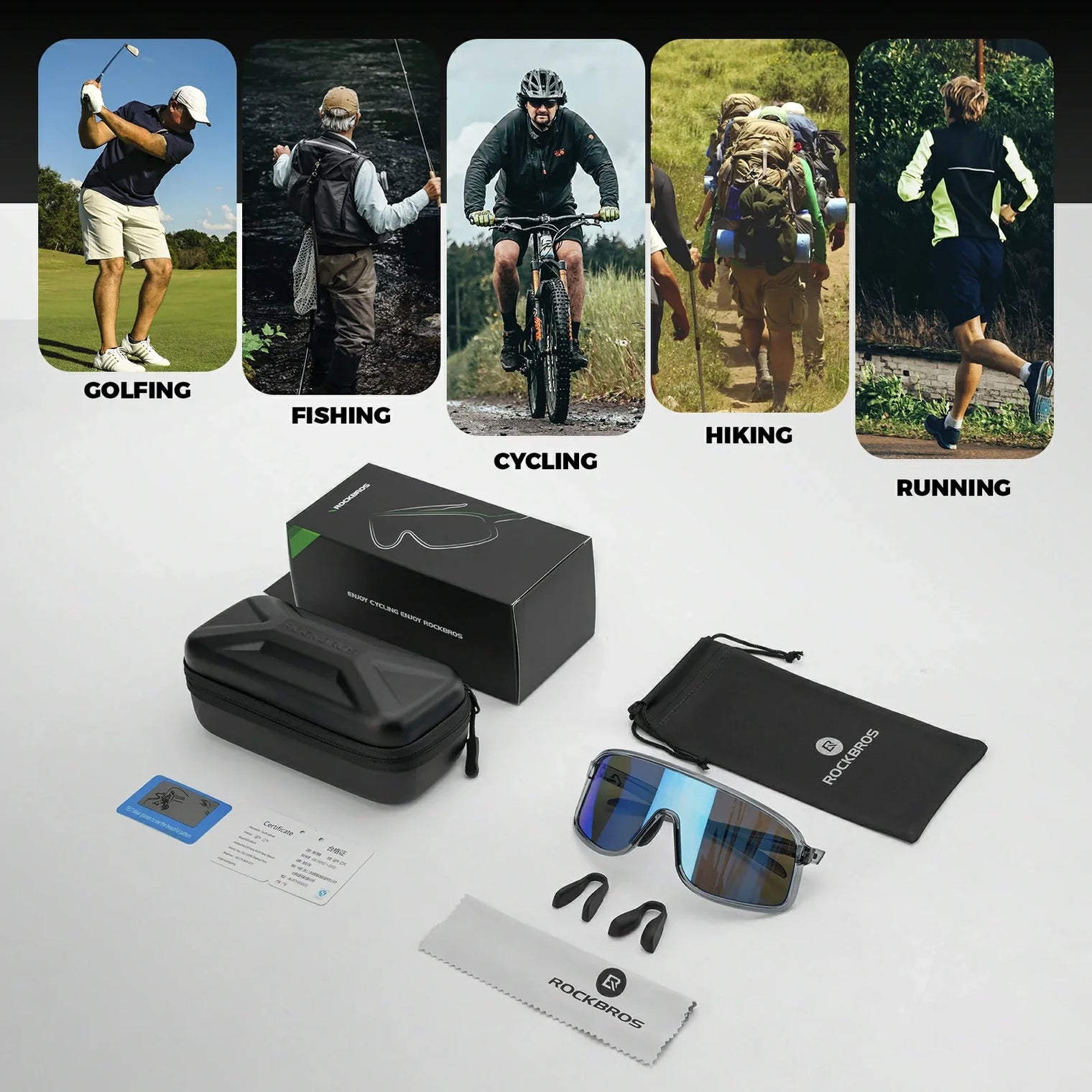 ROCKBROS Cycling Sunglasses Photochromic Polarized Sports Glasses UV400 Unisex