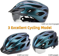ROCKBROS Lightweight Cycling Helmet with Removable Goggles  Sun Visor