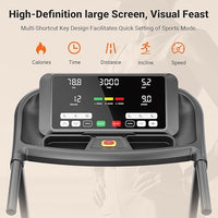 THERUN Incline Treadmill for Running and Walking, 300 lbs Weight Capacity, Wide Belt, 3.0 HP, 18" LED Screen, 2 Layers Shock-Absorbing