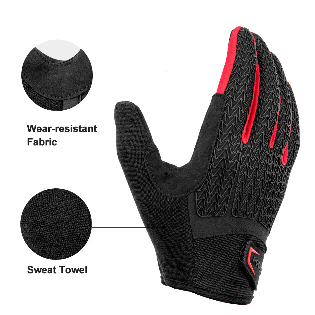 Cycling Gloves Full Finger with Gel Padded Shock Absorbing, Touch Screen Anti Slip