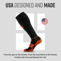 Tall Compression Socks (Black/Orange)