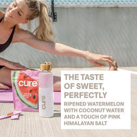 Cure Hydration | Plant-Based Electrolyte Drink Mix | No Added Sugar | FSA-HSA | Dehydration Relief Powder Made with Coconut Water | Non-GMO | Vegan | Pouch of 14 Packets - Watermelon