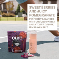 Cure Hydration | Plant-Based Electrolyte Drink Mix | No Added Sugar | FSA-HSA | Dehydration Relief Powder Made with Coconut Water | Non-GMO | Vegan | 28 Servings Jar - Berry Pomegranate