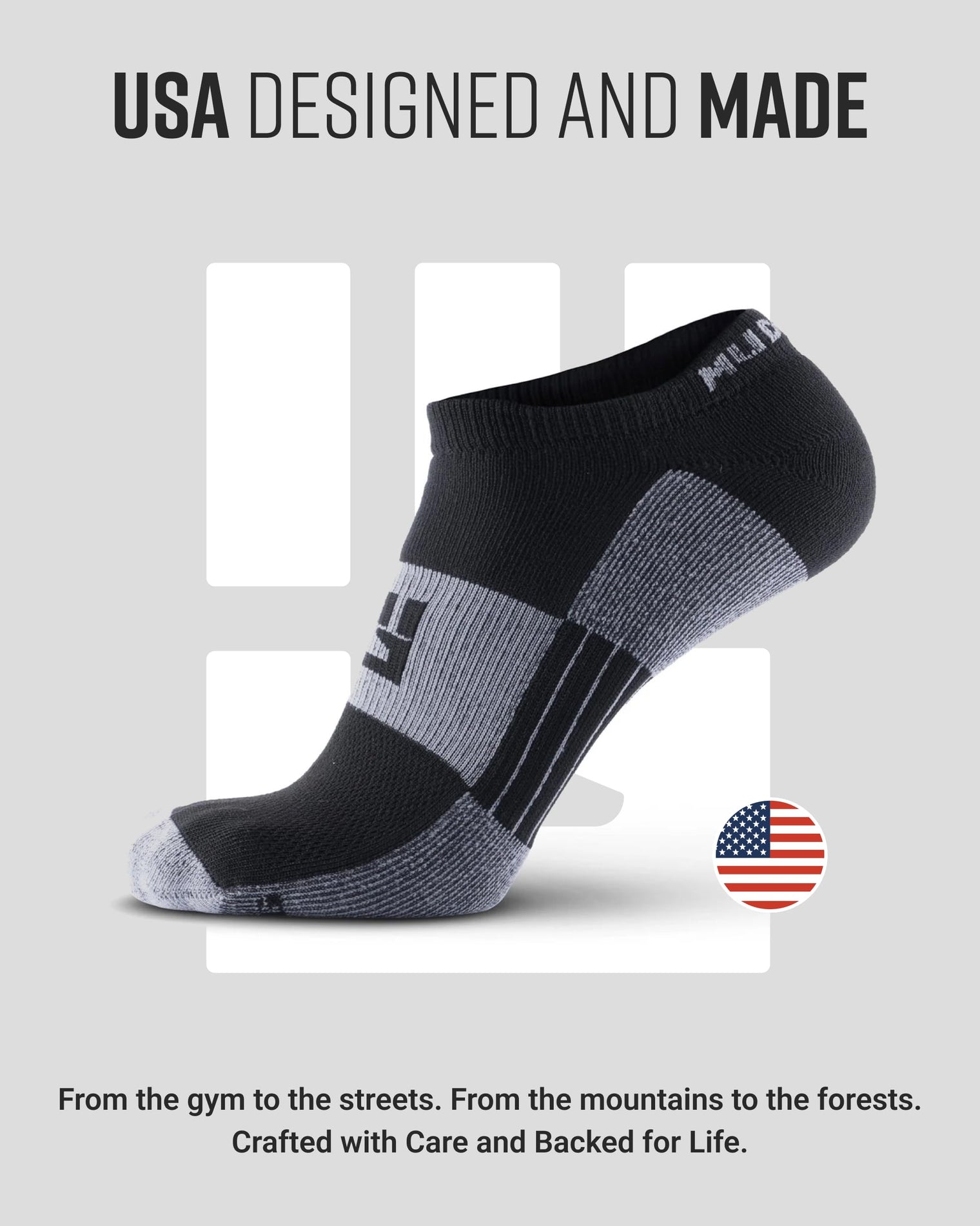 No-Show Running Socks - Black/Gray (2 Pair Pack)