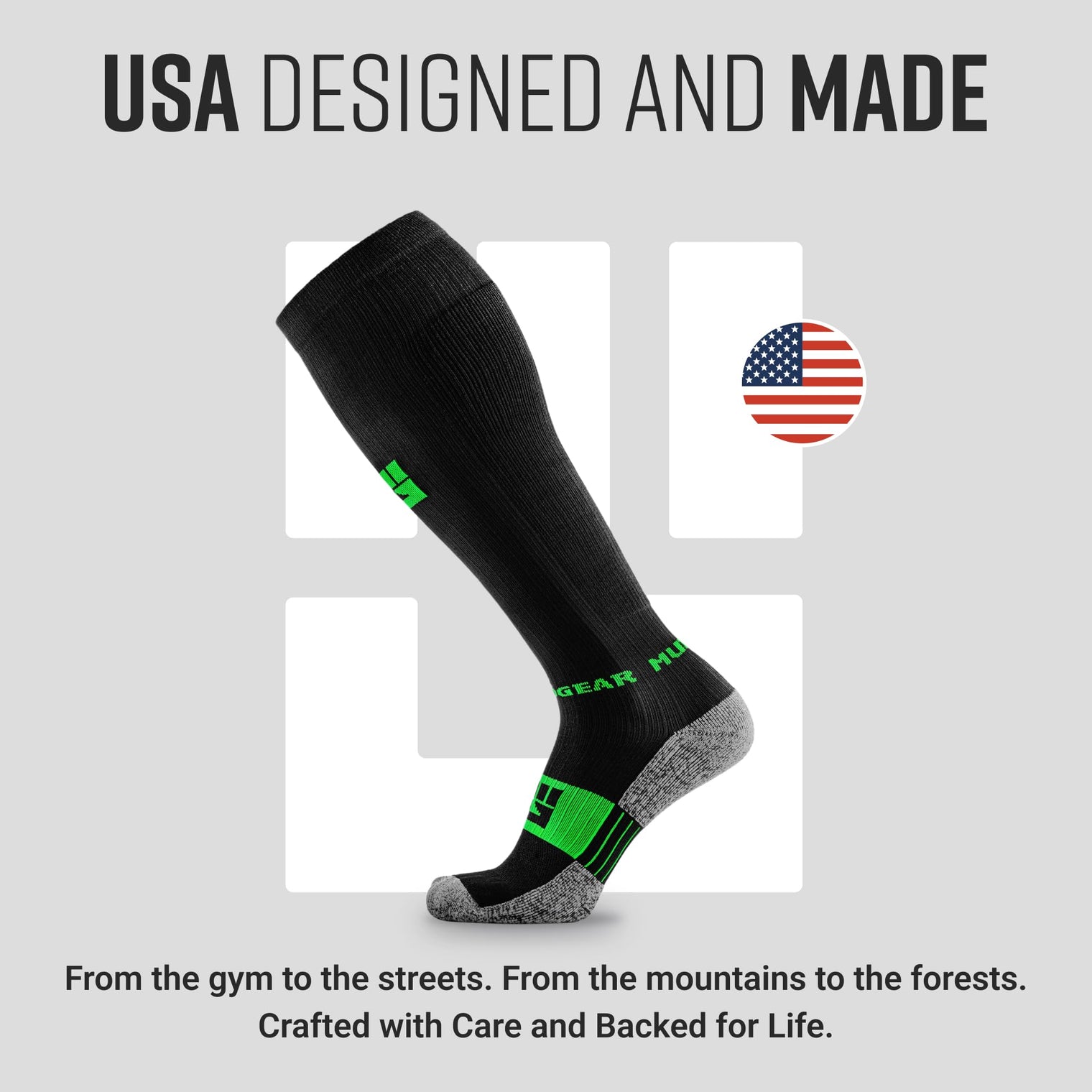 Tall Compression Socks (Black/Green)