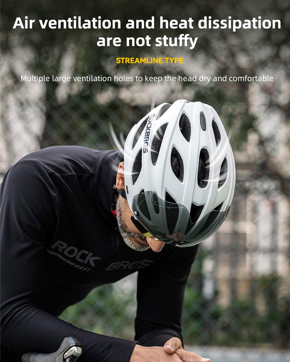 ROCKBROS Lightweight Cycling Helmet with Removable Goggles  Sun Visor