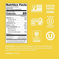 Cure Hydration | Plant-Based Electrolyte Drink Mix | No Added Sugar | FSA-HSA | Dehydration Relief Powder Made with Coconut Water | Non-GMO | Vegan | 28 Servings Jar - Lemonade