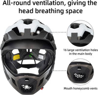 ROCKBROS Kids Full Face Bike Helmet Ages 5-14 Anti-Collision Detachable Chin