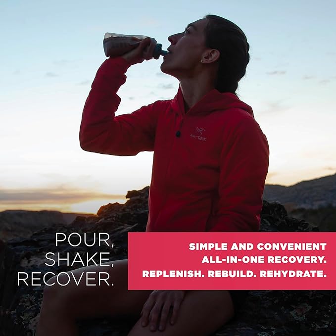 Tailwind Nutrition Recovery Mix, 20 Grams Complete Protein, Carbohydrates, and Electrolytes Powder Drink Mix for Post-Workout, Free of Gluten, Soy, and Dairy, Vegan, 12 Servings, Strawberry