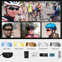 ROCKBROS-Slim Polarised Sports Sunglasses With 4 Interchangeable Lens Cycling Glasses UV400