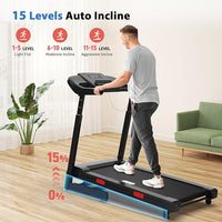 CIIHI Treadmill with Auto Incline - Adjustable Height Handrail 15% Auto Incline Treadmill with 400 lbs Capacity - Foldable Running Machine for Home with APP, Voice Control and Speaker - 8.7 MPH