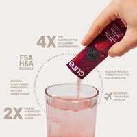 Cure Hydration | Plant-Based Electrolyte Drink Mix | No Added Sugar | FSA-HSA | Dehydration Relief Powder Made with Coconut Water | Non-GMO | Vegan | 28 Servings Jar - Berry Pomegranate