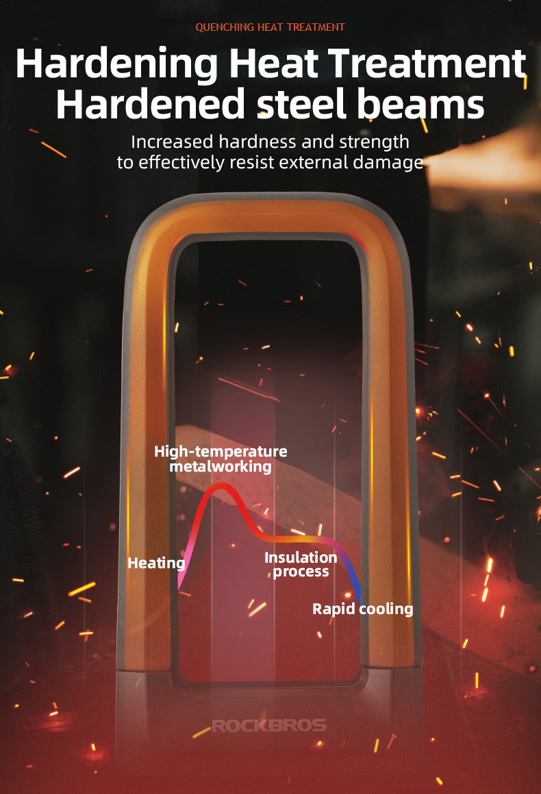 ROCKBROS Motorcycle Bicycle U-Lock Anti-Theft Thickened MTB Bike Lock Alloy Steel 3 Keys