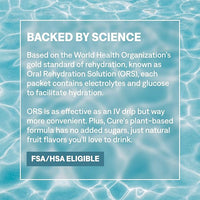 Cure Hydration | Plant-Based Electrolyte Drink Mix | No Added Sugar | FSA-HSA | Dehydration Relief Powder Made with Coconut Water | Non-GMO | Vegan | Pouch of 14 Packets - Blood Orange