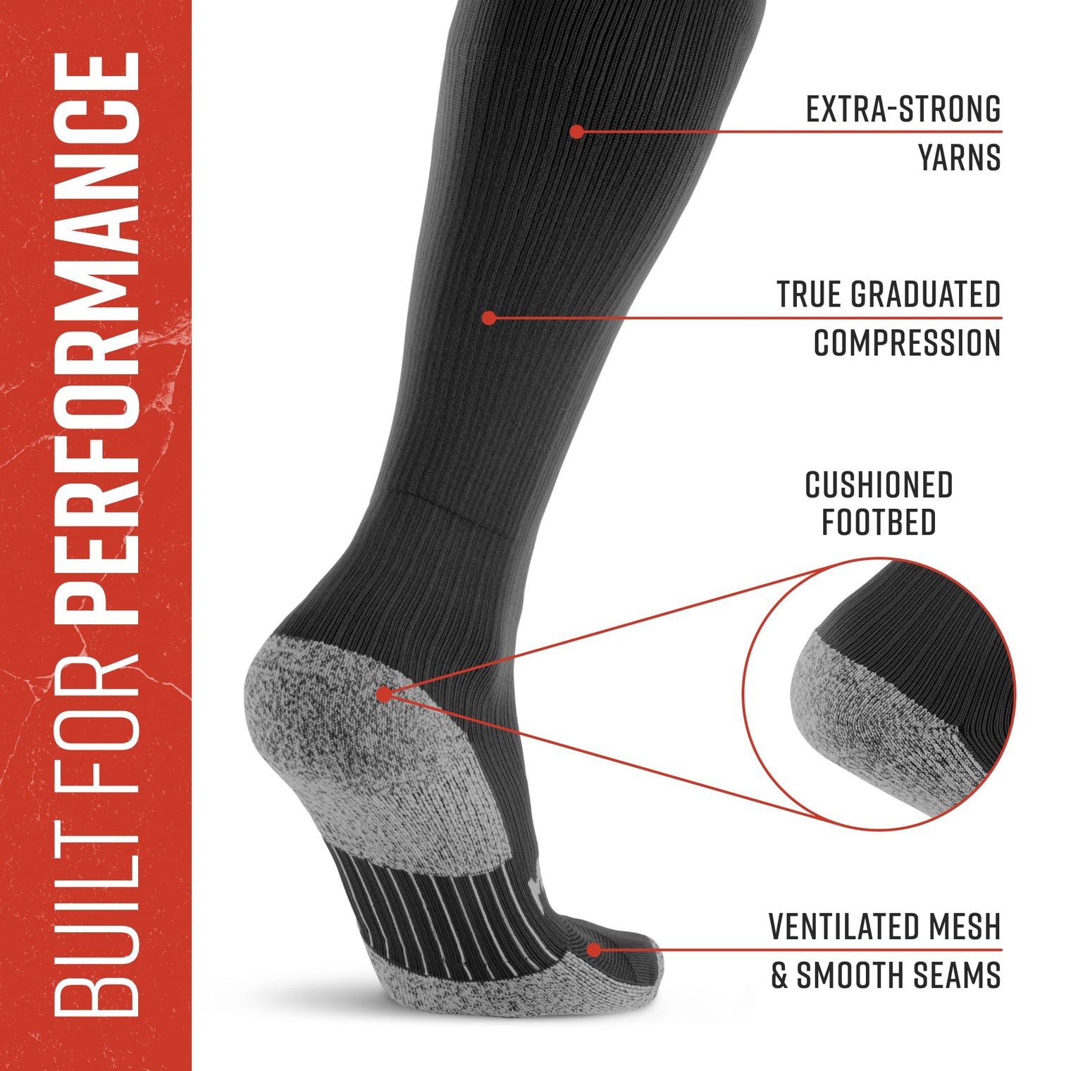 Tall Compression Socks Tactical Line (All Black)