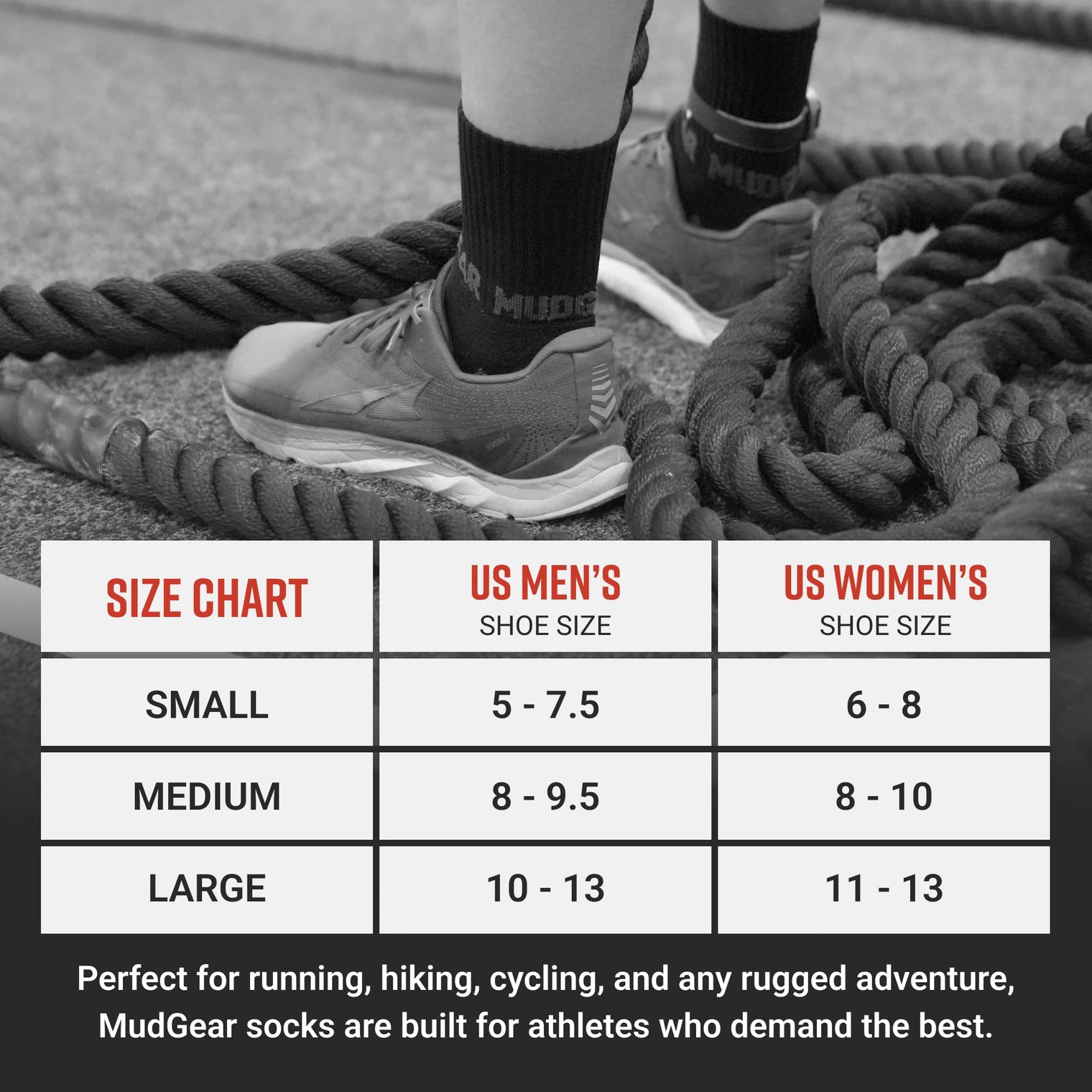 5" Crew Height Trail Running Sock (Black/Gray)