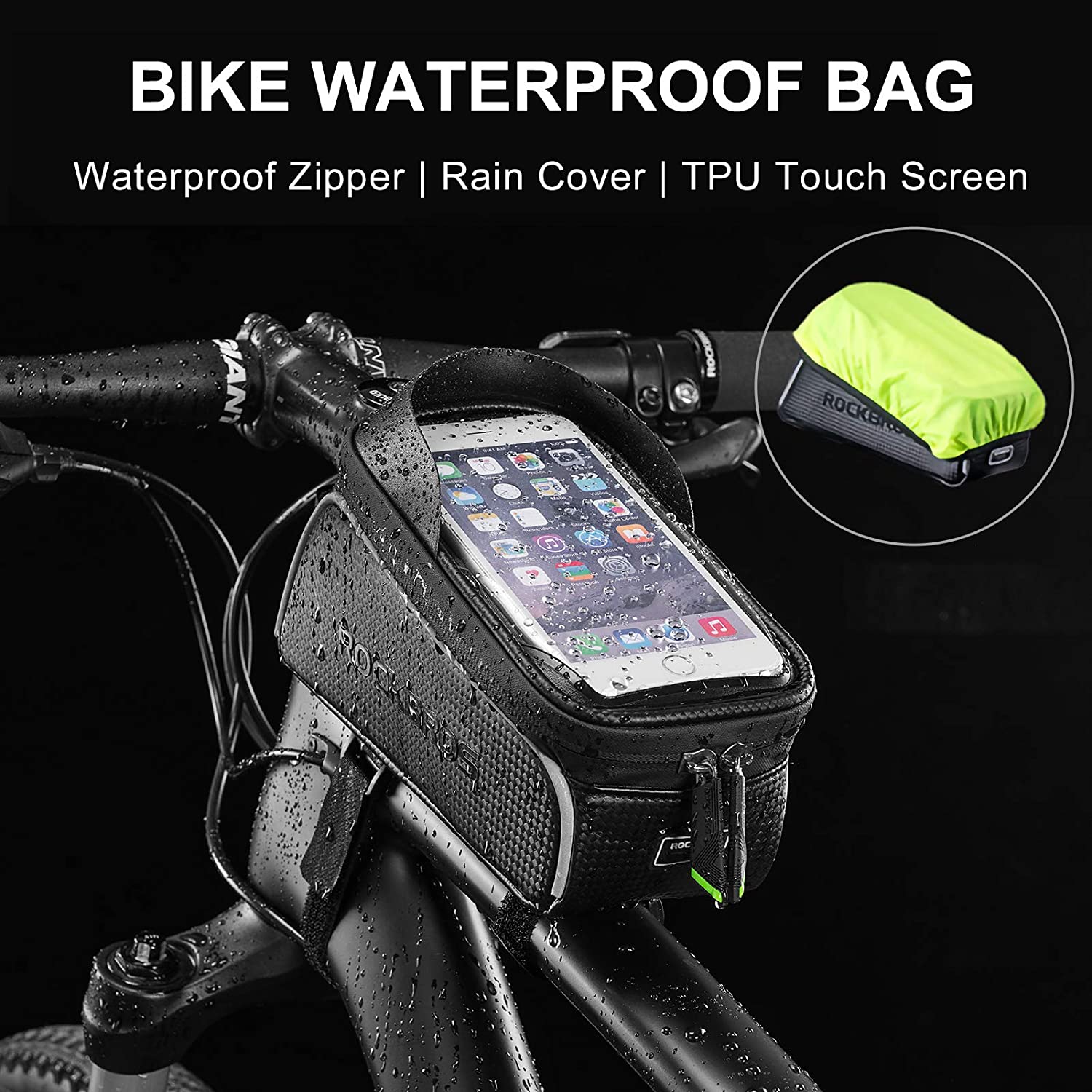 ROCKBROS Waterproof Top Tube Bag 1.5L for Phones Under 6.5 Inches