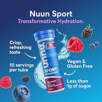 Nuun Sport Electrolyte Tablets with Magnesium, Calcium, Potassium, Chloride & Sodium, Gluten Free & Vegan, Tri-Berry, 8 Pack (80 Servings Total)
