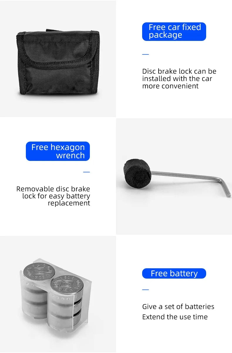 ROCKBROS Motorcycle Disc Lock Alarm Anti-theft 110db Waterproof Alloy Steel 6MM Electric device Scooter Helmet Bicycle Cable Lock