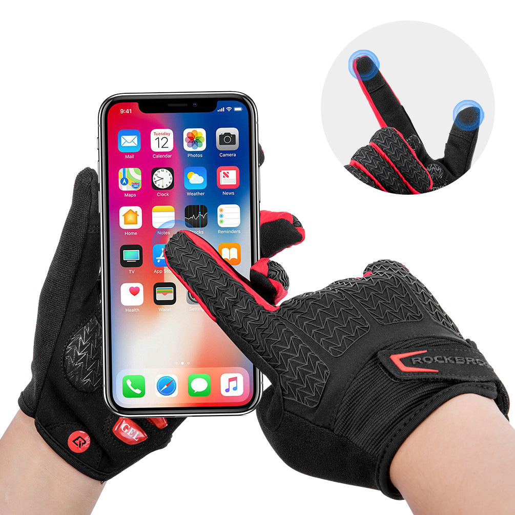 Cycling Gloves Full Finger with Gel Padded Shock Absorbing, Touch Screen Anti Slip