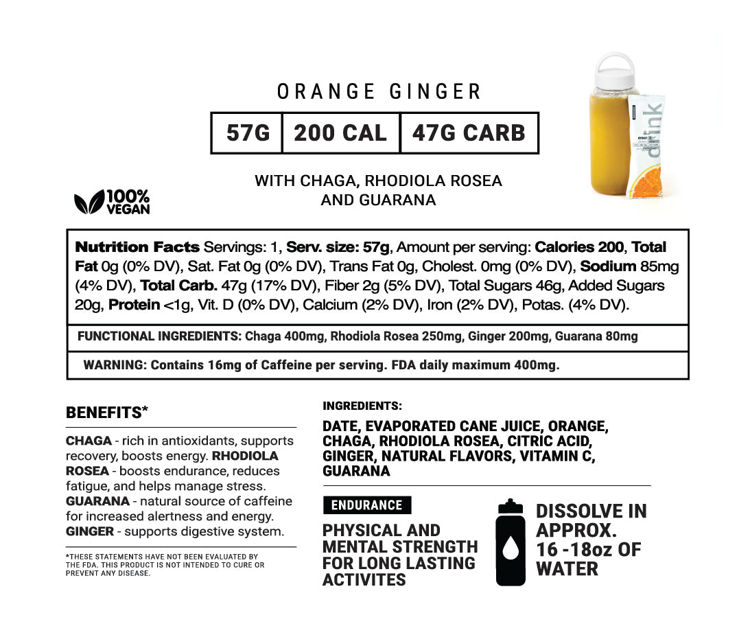 Orange Ginger Endurance Energy Drink w/Adaptogens
