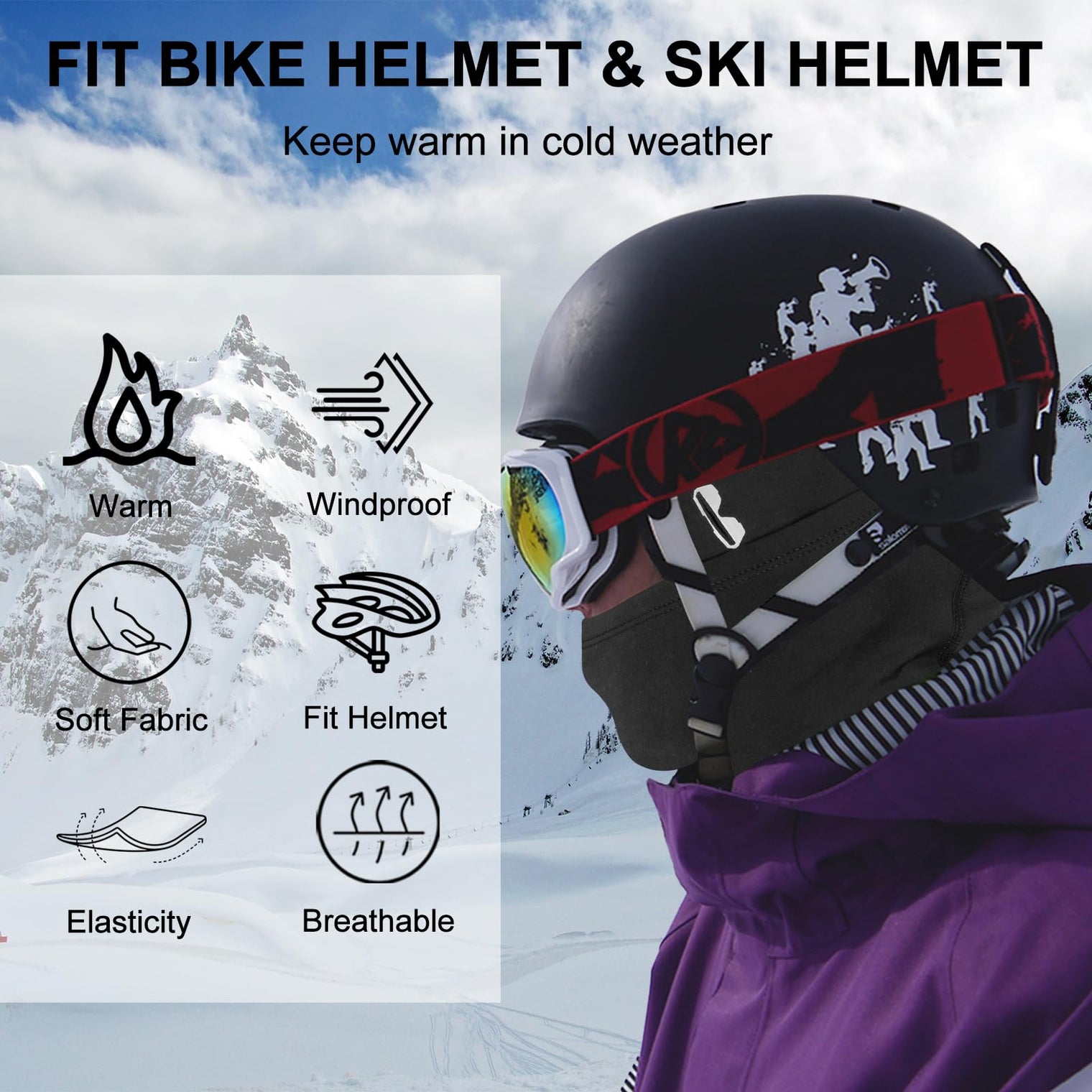 ROCKBROS Balaclava Ski Mask, Windproof Thermal Winter Neck Warmer Hood for Men  Women