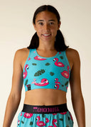 Women's Blue Flamingo OG Sports Bra (XXS, XS, S, M, L, XL)