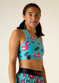 Women's Blue Flamingo OG Sports Bra (XXS, XS, S, M, L, XL)