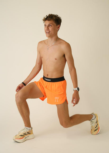 Men's Neon Orange 4" Half Split Shorts