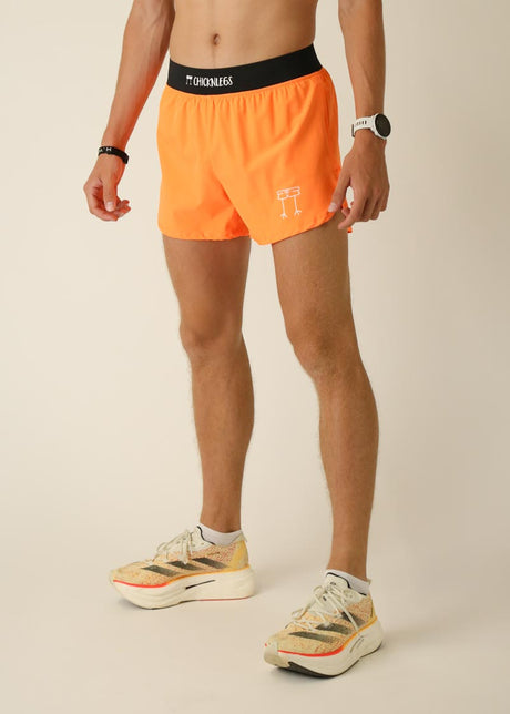 Men's Neon Orange 4" Half Split Shorts