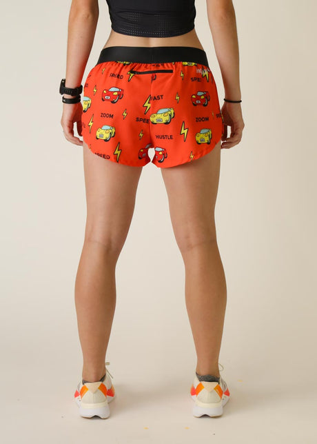 Women's Cars 1.5" Split Shorts (Orange)
