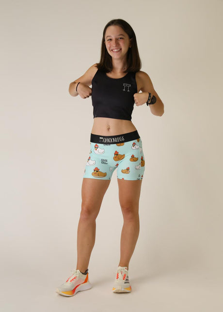 Women's Swaggy Chickens 3" 2-Pocket Compression Shorts (Large)