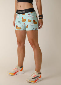 Women's Swaggy Chickens 3" 2-Pocket Compression Shorts (Large)